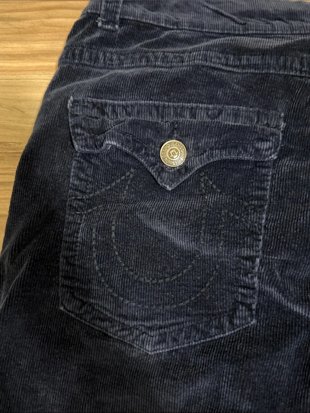 True Religion Jeans Mens Size 42 Navy Cotton Corduroy Straight Leg Classic